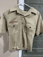 Boy Scout BSA UNIFORM SHIRT Men  s Medium Short Sleeve Tan E48