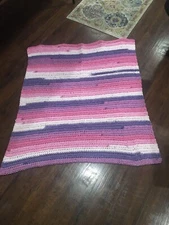 New Handmade Crochet Throw/Baby Blanket 38X45 MULTI COLORED