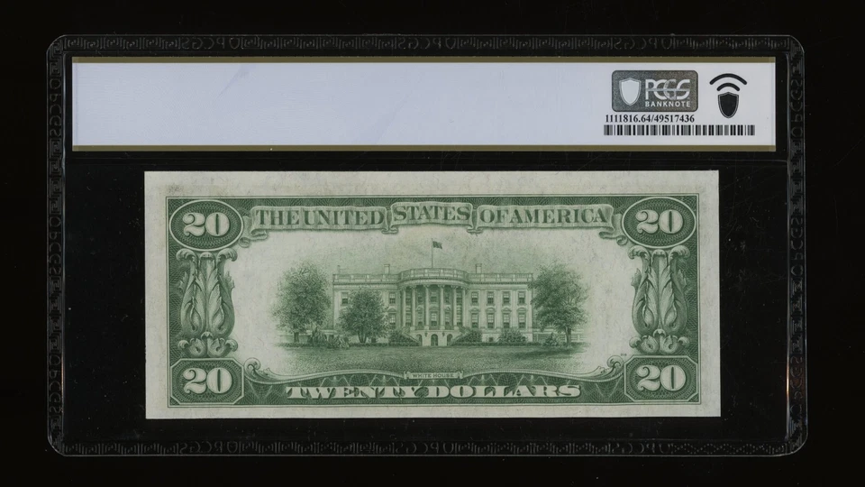 DBR 1934 $20 LGS FRN New York Fr. 2054-Blgs PCGS-B 64 PPQ Serial B13128022A - Image 2 of 2