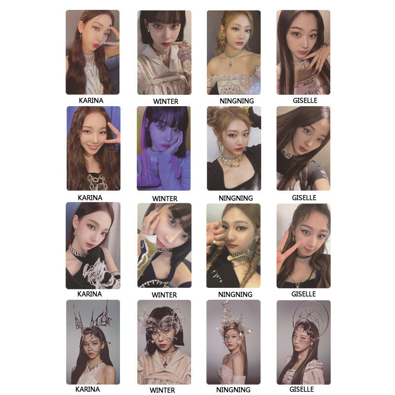 Set of 4 Kpop Aespa Savage Album Photocard Self Made Round