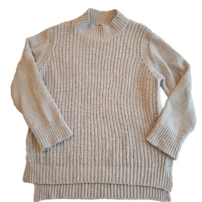 Women's Mock Neck Chunky Cable Knit Sweater Women's Large Light Blue