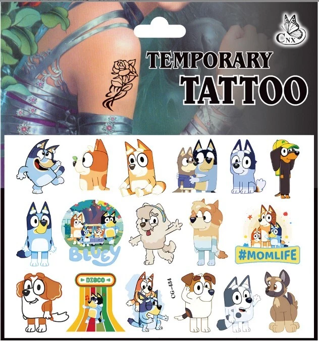 Bluey Kids Temporary Tattoo Sticker Party Supplies Lolly Loot Bag