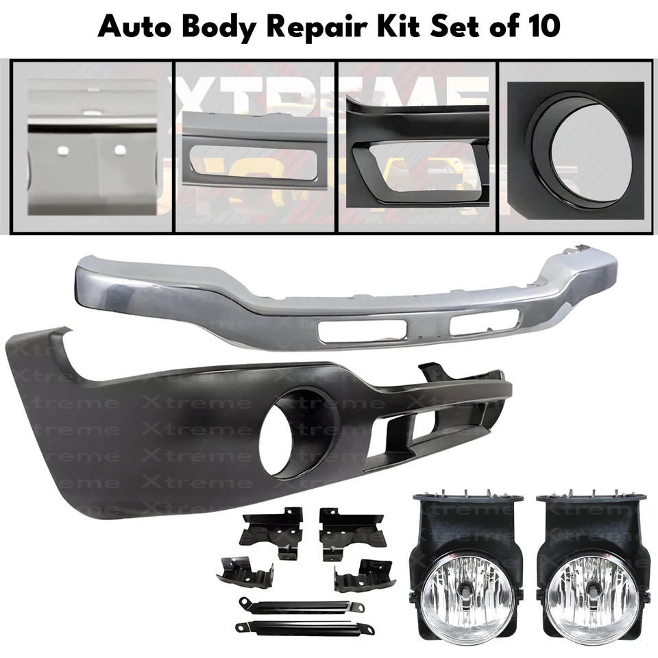 Front Bumper Chrome & Fog Lights Kit For 2003-2007 GMC Sierra 1500 2500 HD 3500 - Изображение 2 из 4