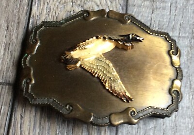1977-78 Raintree Brass Look 3D Pheasant Belt Buckle 3.625''x2.75'' Used