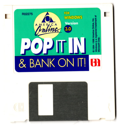 Vintage, Rare, AOL BofA 1996 V3.0 America Online Windows 3½  FLOPPY Disc, New