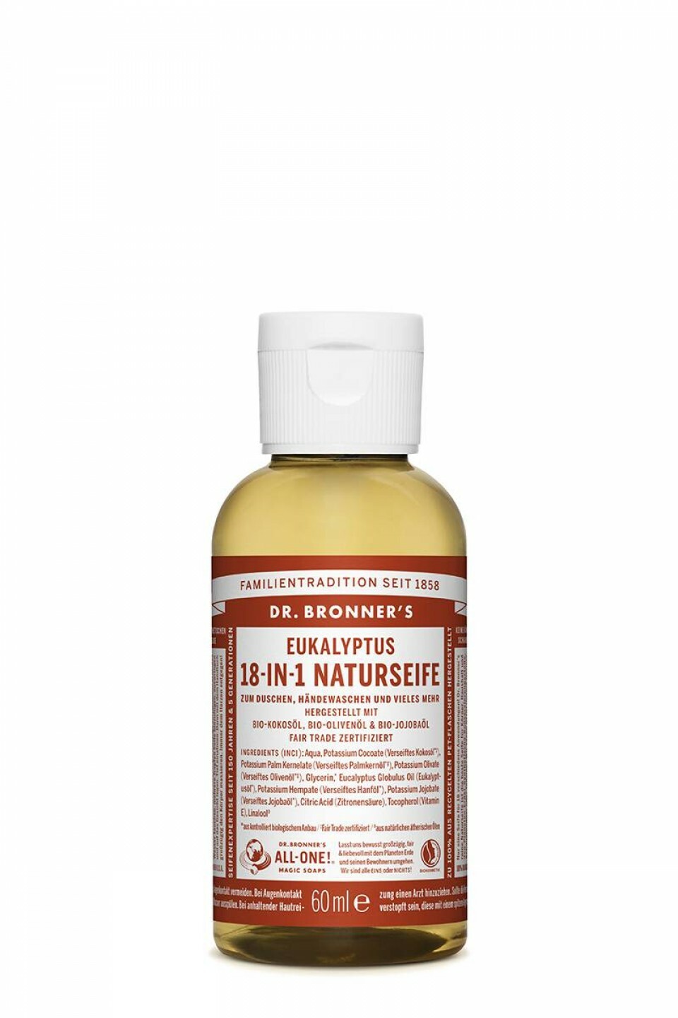 1 jabón natural Dr. Bronners 18 en 1 eucalipto vegano y comercio justo 60 ml