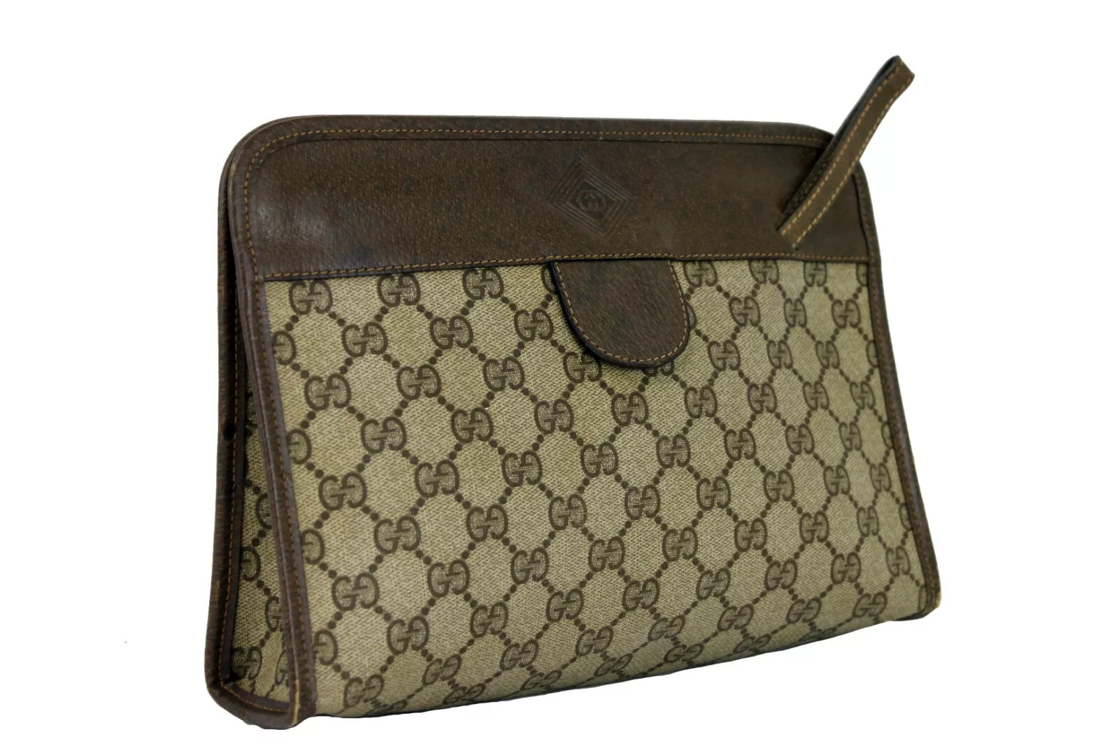 GUCCI ancien Gucci GG accessoires cuir toile pochette pochette sac à main d'occasion Italie