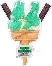 Eiswagen Aufkleber Twin Green Sherbet Kegel mit Double Flake 99 Whippy Decal
