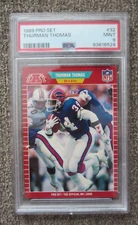 1989 Pro Set Thurman Thomas RC Buffalo Bills #32 PSA 9 Fresh Clean Slab