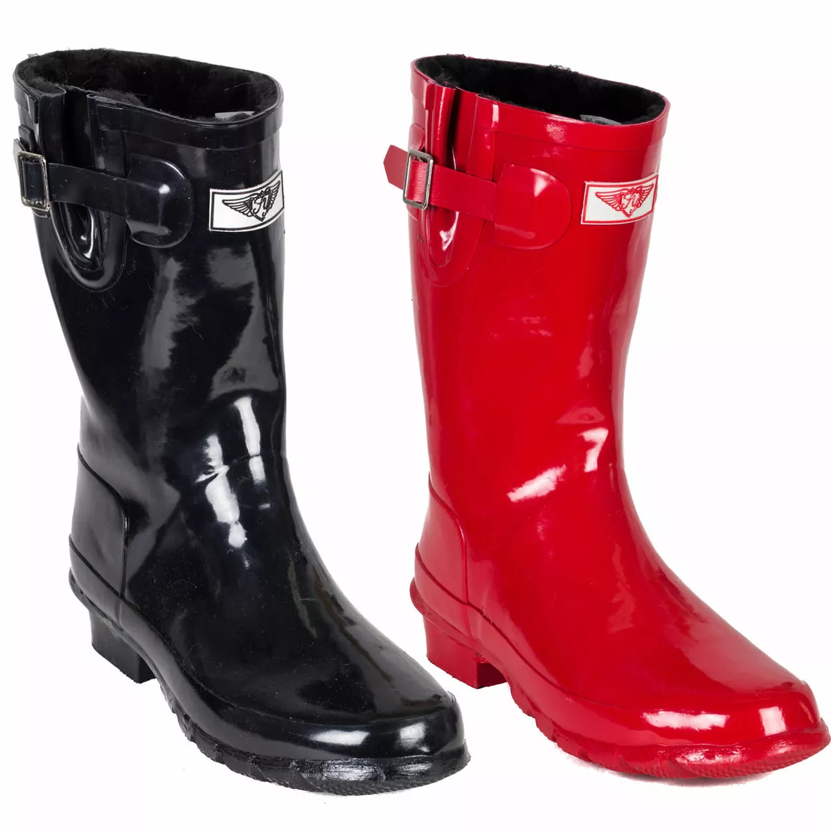 Warm Rubber Rain Boots for Women w/ Faux Fur Lining * Mid Rise Short  Waterproof