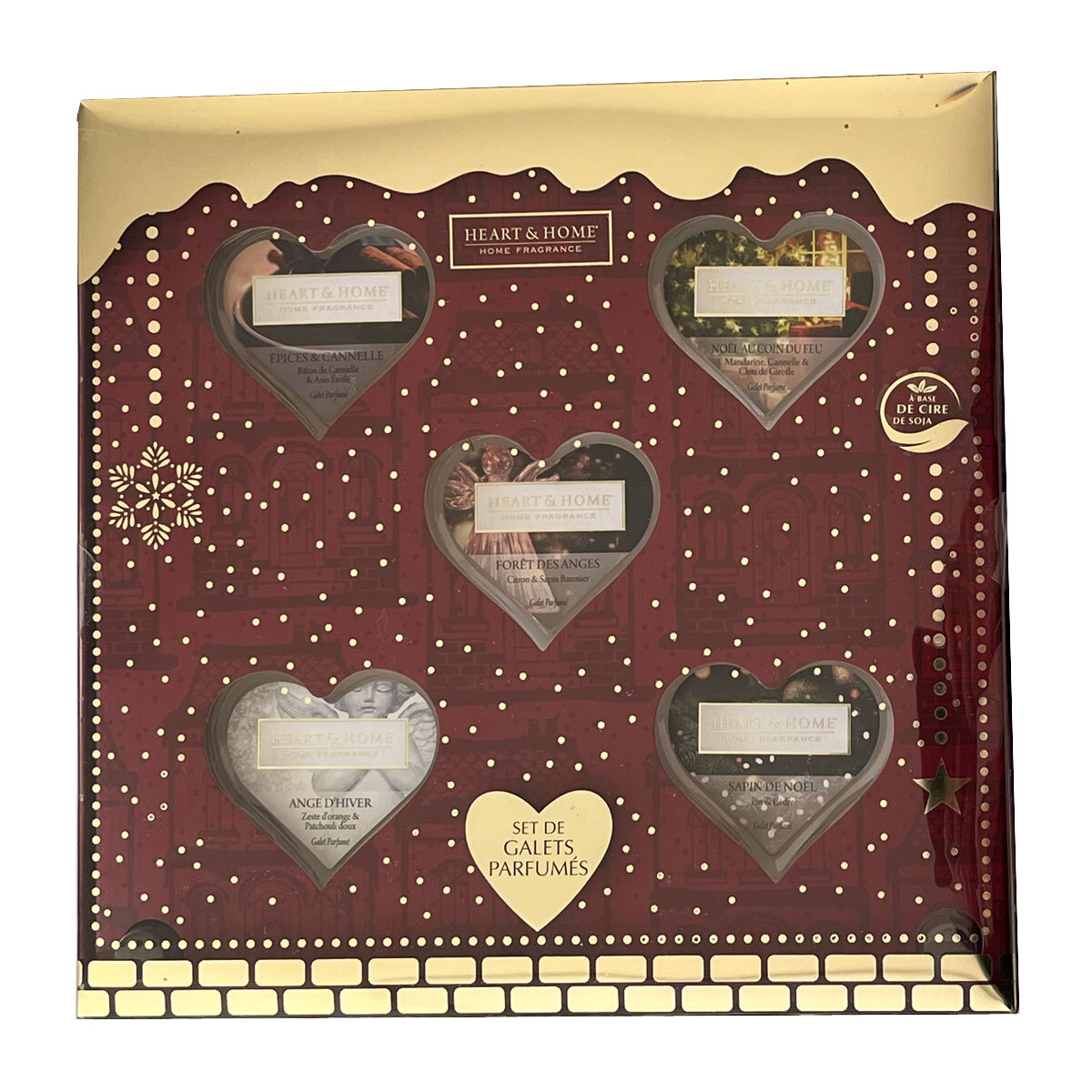 Coffret cadeau 5 galets à faire fondre Heart and Home cire naturelle parfum de Grasse