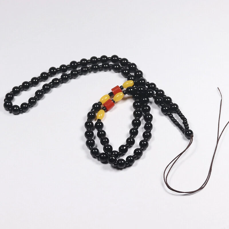 Collar de cuentas de jade obsidiana negra 100 % natural chino de 25" - para colgante V-0055 Foto 3 de 4