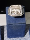 Vintage Sterling Silver Bear Signet Ring Heavy Mens Ring 17.82g