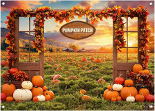 82.6X59 Inches Fall Pumpkin Patch Photography Backdrop Thanksgiving Outdoor Wind