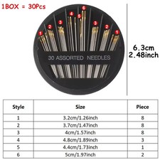 30 X Hand Sewing Needles ASSORTED SIZES EASY THREAD Big Eye Set UK 🇬🇧