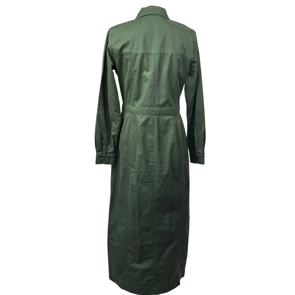 Loft зеленый саржи макси рубашка платье, стиль сафари, утилита, военный стиль, повседневный - Изображение 2 из 4