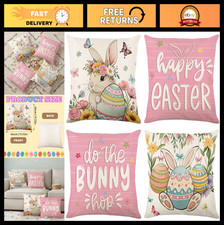 Easter Pillow Covers Set of 4, 18x18 Spring Decor, Happy Easter Cushions for Cou