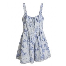 Handmade! Floral Toile Bustier Mini Dress Lace Up Back Cottagecore Coquette
