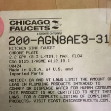 Chicago Faucets 200-AGN8AE3-317XKCP Kitchen Sink Faucet Chrome Plate 2.2 GPM