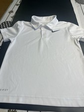 Nike Dri Fit White Polo Shirt Kids Sz S 4-5 Yrs School