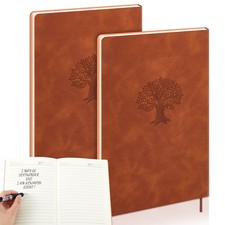 Lewtemi 2 Pcs Left Handed Notebooks Life Tree Leather Notebooks A5 5. 5 x 8. ...
