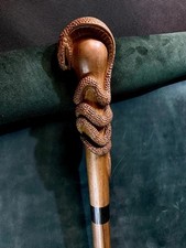 Hand carved cobra snake wooden walking stick for men women walking cane gift H1
