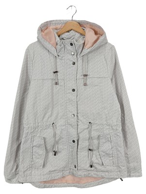 Fresh Made Damen Outdoorjacke Grau Punkte Kapuze Baumwolle XL 42 Übergangsjacke