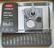 OXO  Softworks Silicone Sink Mat Small Customize Drain Hole 12.75" x 11.25" New