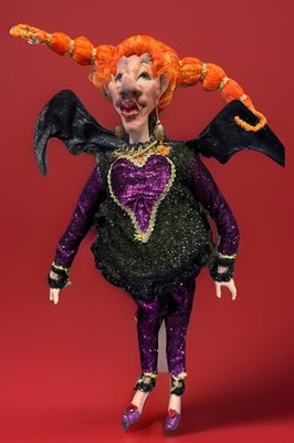 MARK ROBERTS 19  CUTE Halloween Glitter ELF QUEEN W/BAT WINGS  Broken Fingers