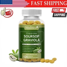 120Pills Soursop Graviola Capsules Leaf Fruit Extract Support Respiratory Health