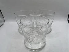 Vtg Arcoroc France Holly Tree Christmas Set Of 3 Rocks Glasses Pristine