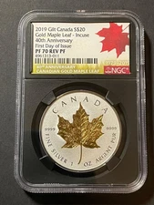 2019 Gilt Canada $20 Gold Maple Leaf-Incuse 40th Anniversary FDI NGC PF70 REV PF