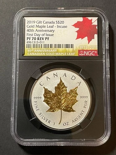 2019 Gilt Canada $20 Gold Maple Leaf-Incuse 40th Anniversary FDI NGC PF70 REV PF