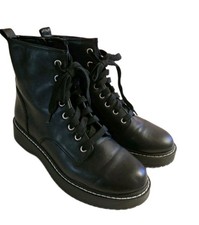 STIVALI MOTO DA COMBATTIMENTO MADDEN NYC TAGLIA 9 PLATFORM NERO OPACO CON LACCI ZIP LATERALE 