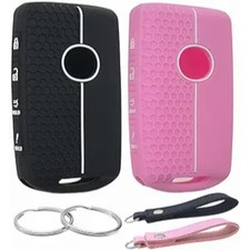 Silicone Rubber Key Fob Cover with 2019-2026 3 6 CX-30 CX-5 CX-9 CX-5 Black/Pink