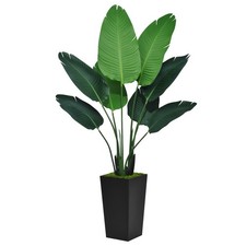 Bird of Paradise Artificial Plant 5FT - Faux Tropical Palm Tree with Black Ta...
