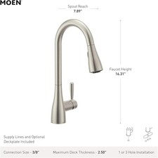 Moen Doherty Single Handle Kitchen Faucet Spot Resist Stainless - 87260SRS