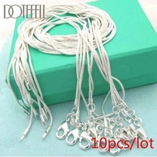 10PCS wholesale 925 sterling solid silver snake chain necklace1MM 16-30inch