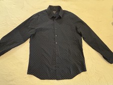 Express Shirt Men Large 16.5 Blue Button Up Long Sleeve Geometric Extra Slim Fit