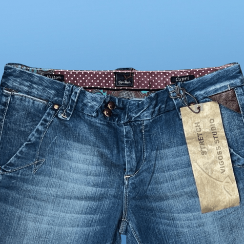 "Capris de mezclilla lavado medio Vigoss Studios Hilton etiqueta de talla 31"" #143 nuevo con etiquetas" - Imagen 2 de 5