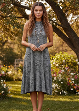 Maeve XS Dress Black White Gray Swing Knit Shift Cottage Boho Comfy Fairy Grunge