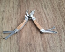 Rosenschere Gartenschere handlich Multifunktions-Werkzeug mit Holzgriff