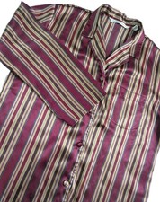 VICTORIAS SECRET Vintage Satin Sleep Shirt Burgundy Gold Women's Size XS FLAW