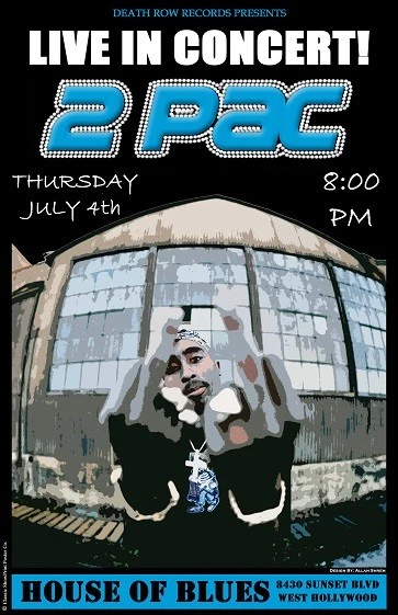 1996 Tupac Shakur 2 Pac Death Row Records Concert Poster 11"x17" - Image 1 of 1