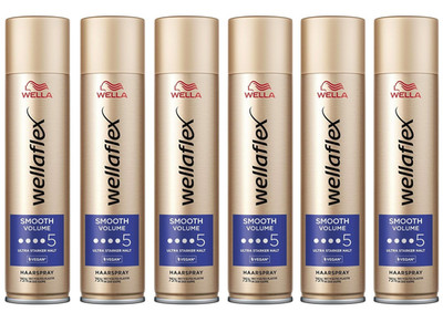 6x Wellaflex Smooth Volume Haarspray Ultra Starker Halt 5* Vegane Formel 250ml
