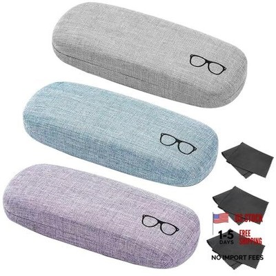 3 Pack Hard Shell Eyeglasses Case, Unisex Portable Glasses Grey+blue+purple