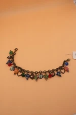 Sweet Romance Candy Glass Hearts Millefiori Crystal Charm Bracelet 7.5” NEW