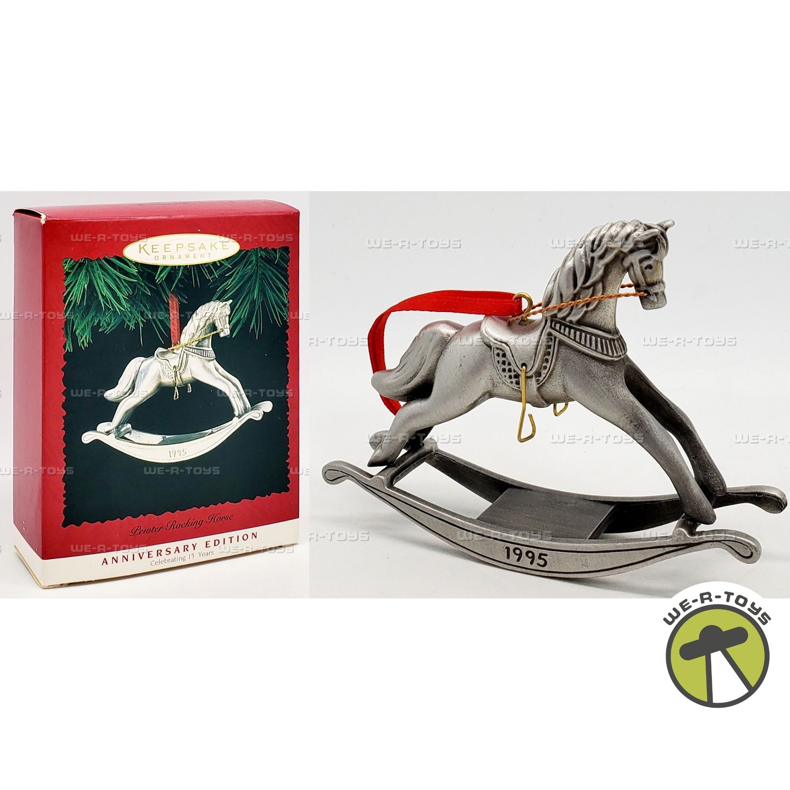 Hallmark Keepsake Ornament Rocking Horse Anniversary Edition Pewter 1995