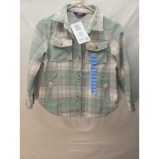Member's Mark Girls Shacket Jacket Size S 6-6X Green Plaid
