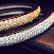 Coprivolante Auto Universale in Pelle con Strass Bling Copertura Volante in Fibr - Miniatura 5